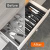 Silverware Drawer Organizer Expandable Utensil Tray for Kitchen Adjustable Flatware and Cutlery Holder Black Cutlery Organizer