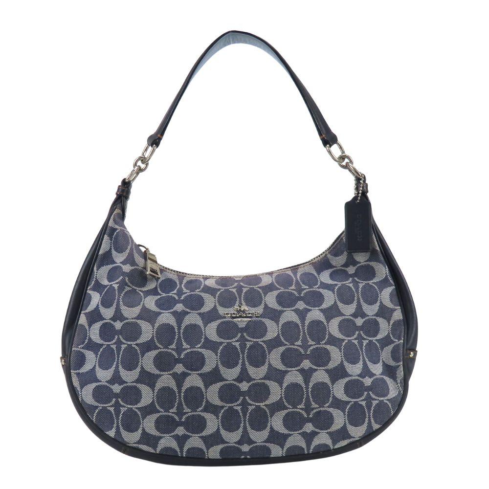 Used COACH Shoulder Bag Signature F57553 canvas/leather Navy one belt