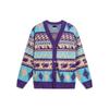 Li Ning Daily Prosperity Series All Over Print Embroidered V Neck Single Breasted Long Sleeve Knit Sweater Men Sweater Ultraviolet AMBU021-3
