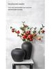Jingdezhen Black Coarse Pottery Floor Vase: Modern Minimalist Japanese Decor for Hotel, Homestay, or Living Room.