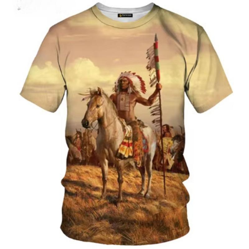 Indian 3D T-shirt Men's Casual O-neck Short Sleeve Indian Culture Printed Casual Summer Casa T-shirt