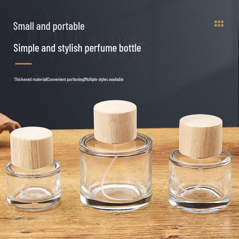 Travel-Sized Transparent Cylindrical Glass Perfume Spray Bottle