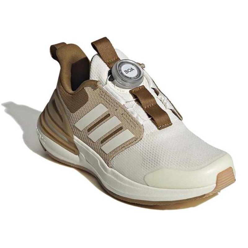 adidas Rapidasport BOA Cushioned Wear-Resistant Breathable Low-Top Kids' Running Shoes White Brown Teenagers Sneakers ID5911