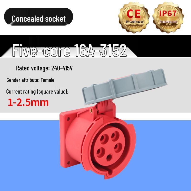 IP67 Waterproof Industrial Aviation Plug Socket, 16A/32A, 3-core, 4-wire, 5-pin Male Female Connector, Non-Explosion Proof