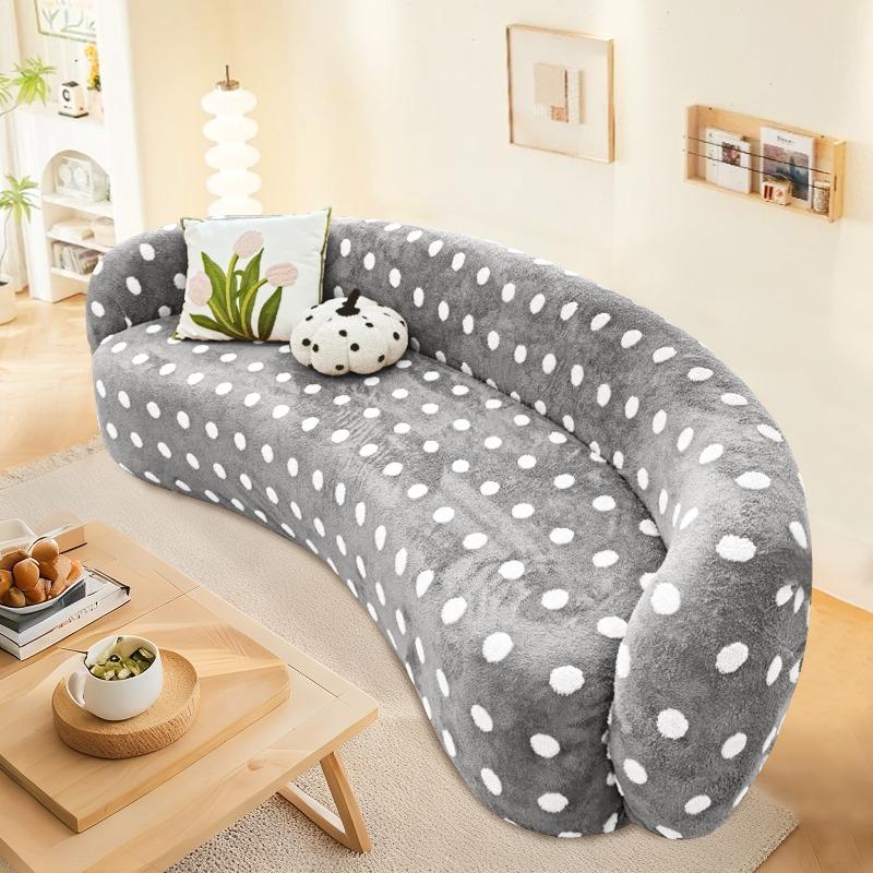 

Jacquard Plush Shaped Sofa Protector Stretch Semi-Circular Curved Couch Cover Soft Sectional Sofa Slipcover for Living Room S-90-140cm