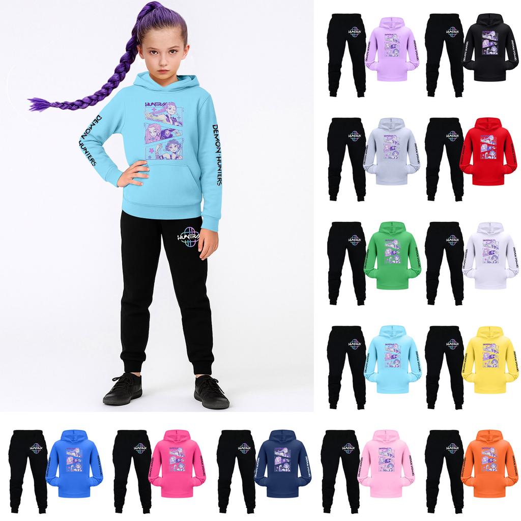 Kinder Mädchen Langarm Kapuzenpullover und Hose Set für Kleinkinder und große Kinder 2-teilige Outfits