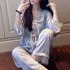 Silk Pajamas Women's Long Sleeve Tops Long Pants Silk Pajamas Two-piece Set Home Clothes Printed Korean Kawaii Clothes Pajamas
