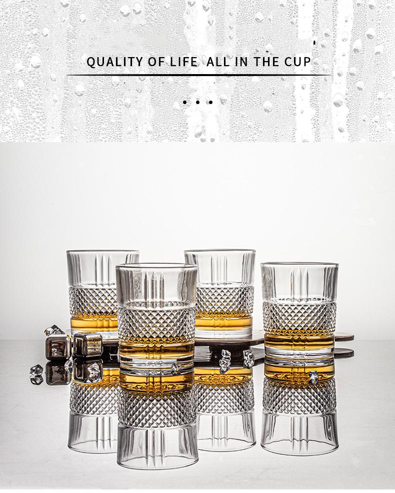 Elegant 4-Piece Embossed Crystal Glass Set – Perfect for Whiskey Cocktails & More Ideal Wedding Gift Multi-Use & Reusable
