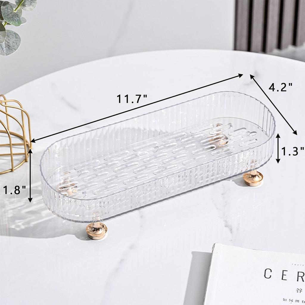 Clear Desktop Storage Box Makeup Perfume Organizer Tray, Small Bathroom Trays for Counter, Decorative Perfume Trays for Dresser,