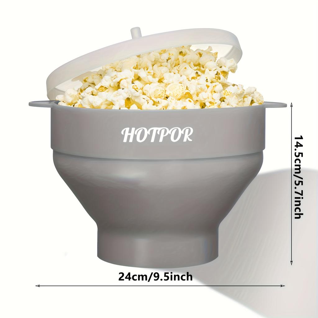 HOTPOR Mikrowellen-Popcorn-Maker, Silikon, 3L Großes Fassungsvermögen, PVC-frei und Spülmaschinenfest, Faltbare Popcornschüssel