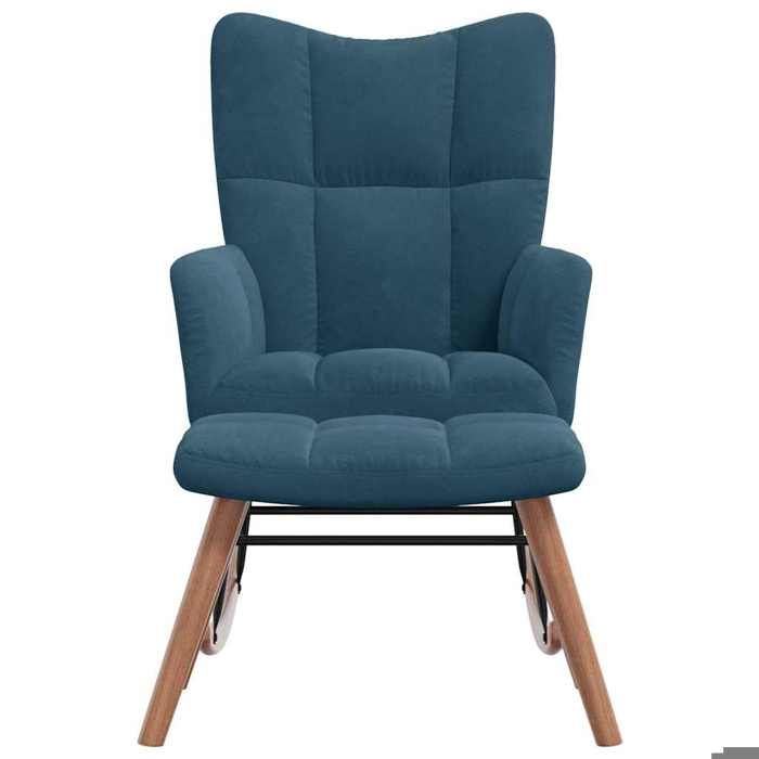 Maison Exclusive - Chaise à bascule avec tabouret en velours bleu
