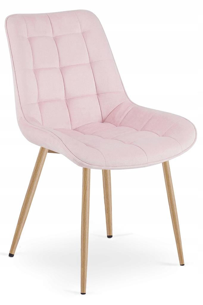 BERA Chair - Light Pink Velvet / Oak Legs X 2