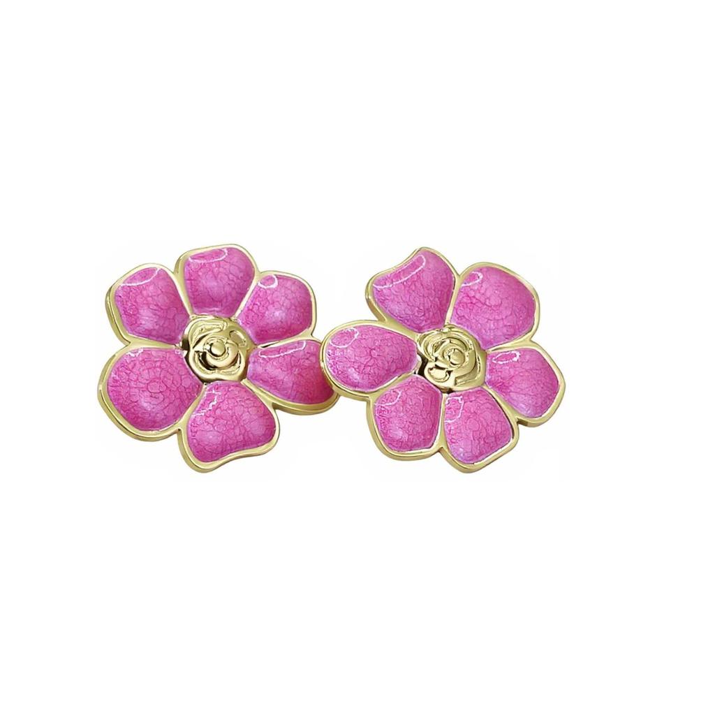 French Retro Flower Oil Drip Five-Petal Earrings for Women