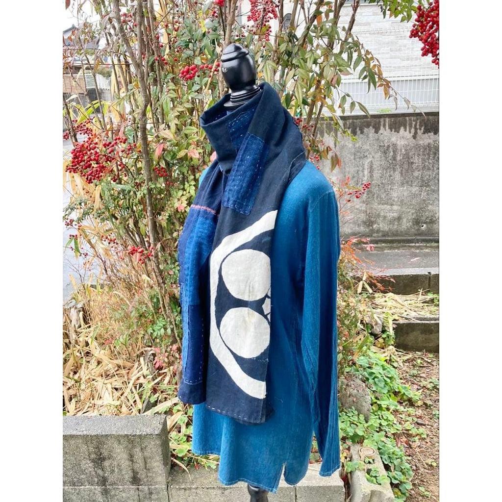 Used B33 Rags, Stole, Old Cloth, Remake, Indigo Dye, Tsutsugaki, Patchwork, Pieced Together