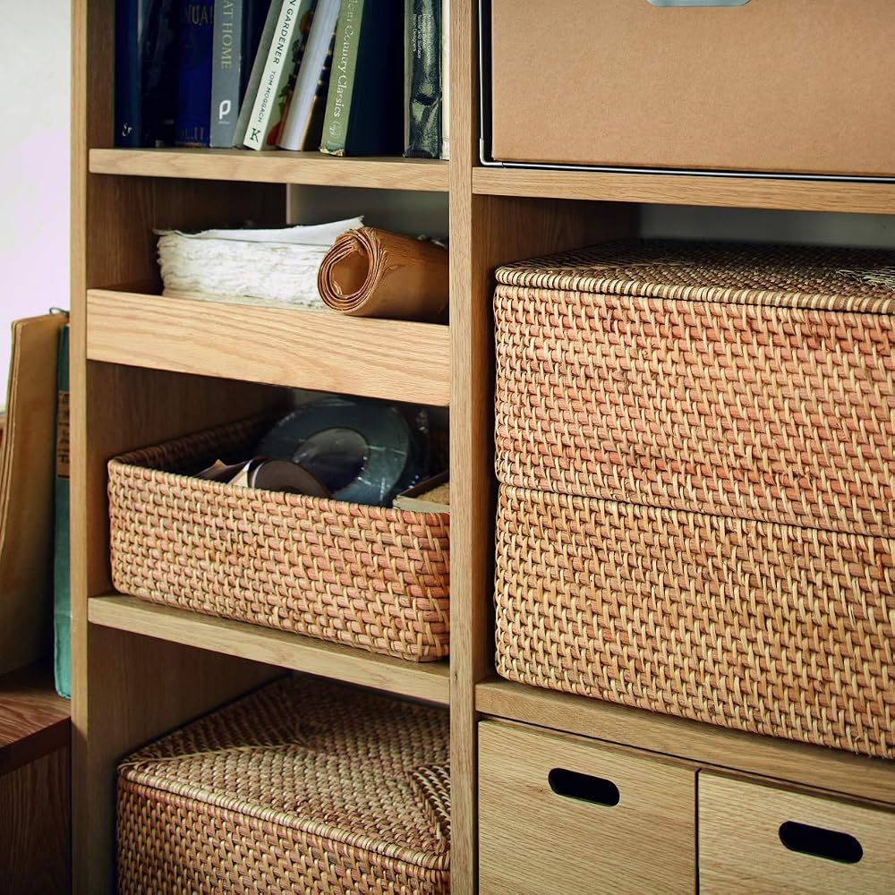 MUJI Stackable Rattan Rectangular Basket - Small V Approx. W36 X D26 X H12cm 47381290 Basket