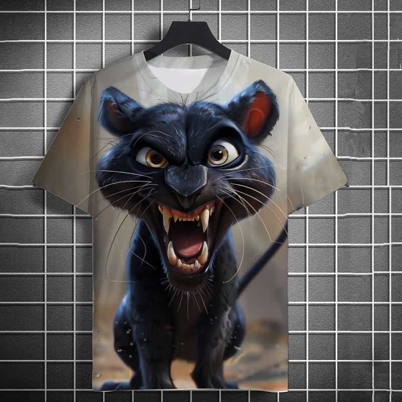 Interesting 3D Printed Animal Men's Pullover Round Neck Short Sleeved T-shirts
