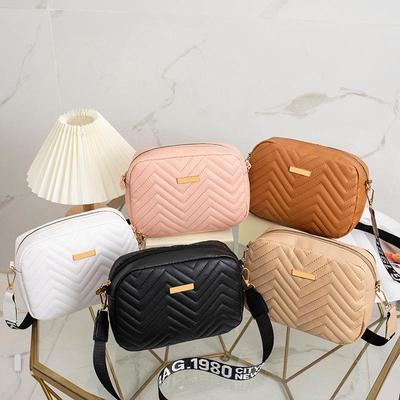 Korean Wave Pattern Embroidered Crossbody Bag with Shoulder Strap