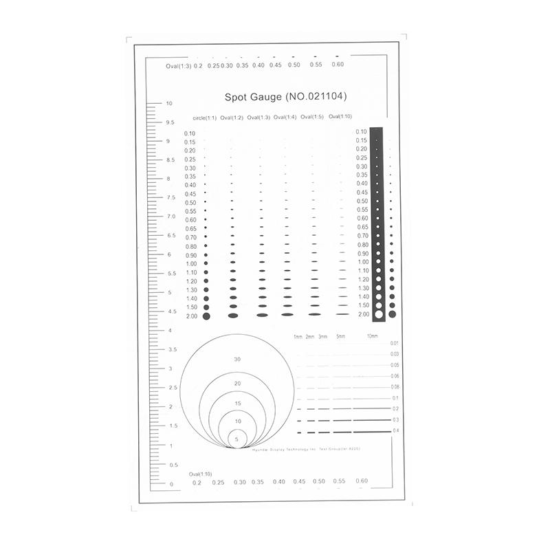 1/2Pcs Spot Gauge Comparison Card Ruler Point Dot Line Gauge Scratched Area Circle Ellipse Diameter Width Thickness Micrometer
