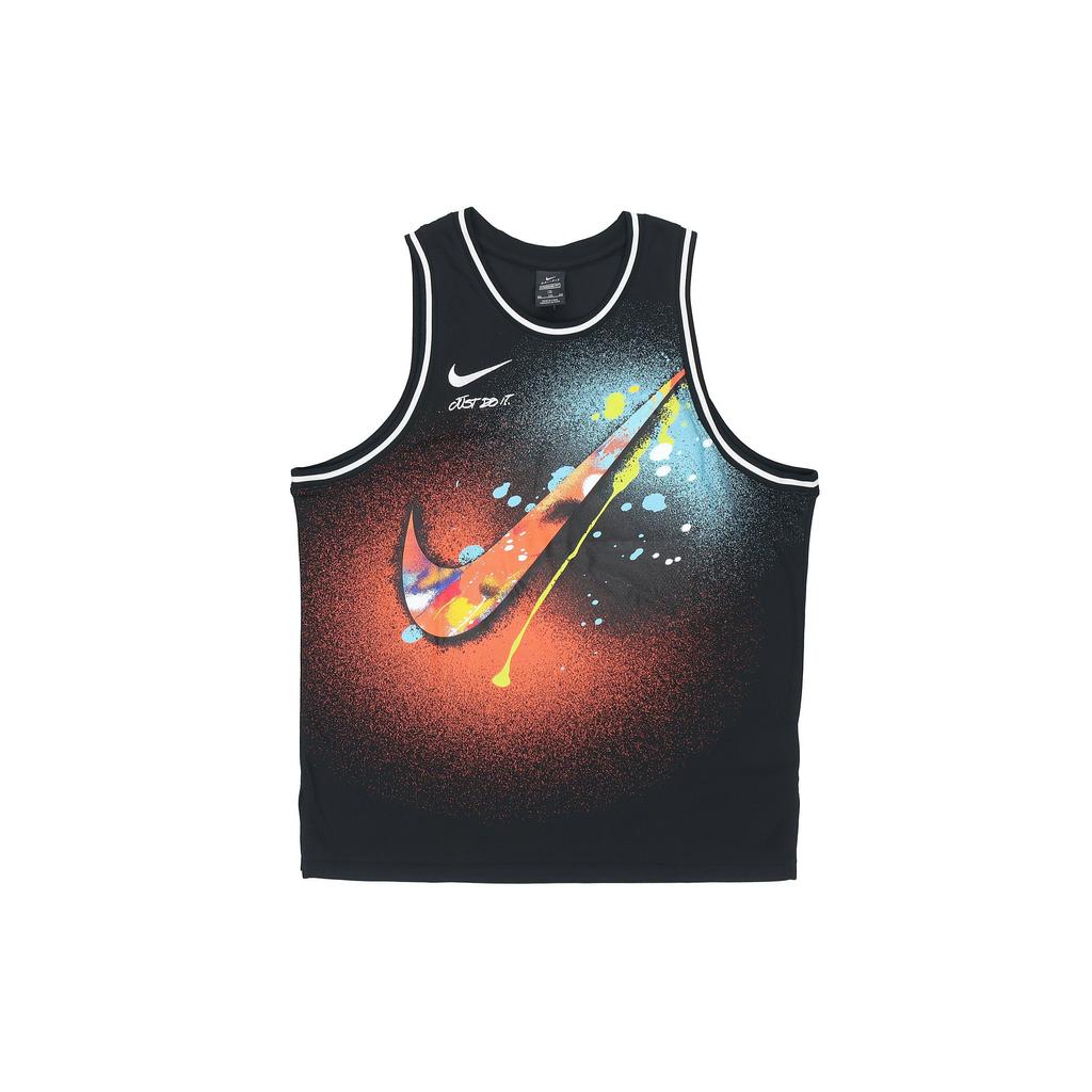 Nike Splash Ink Print Large Logo Training Tank Top Men Tops Black DJ5217-010