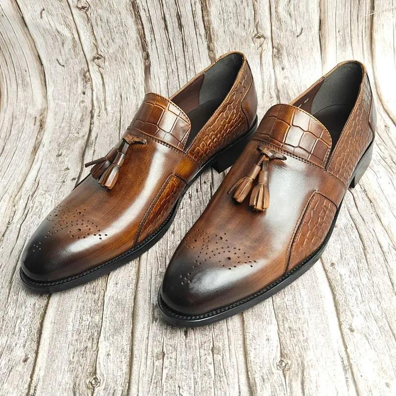Fashion Wholesale Loafers Men Shoes Top Layer Cow Leather Upper Casual Daily Walking Style Popular Business Office Handcrafted Man Shoe