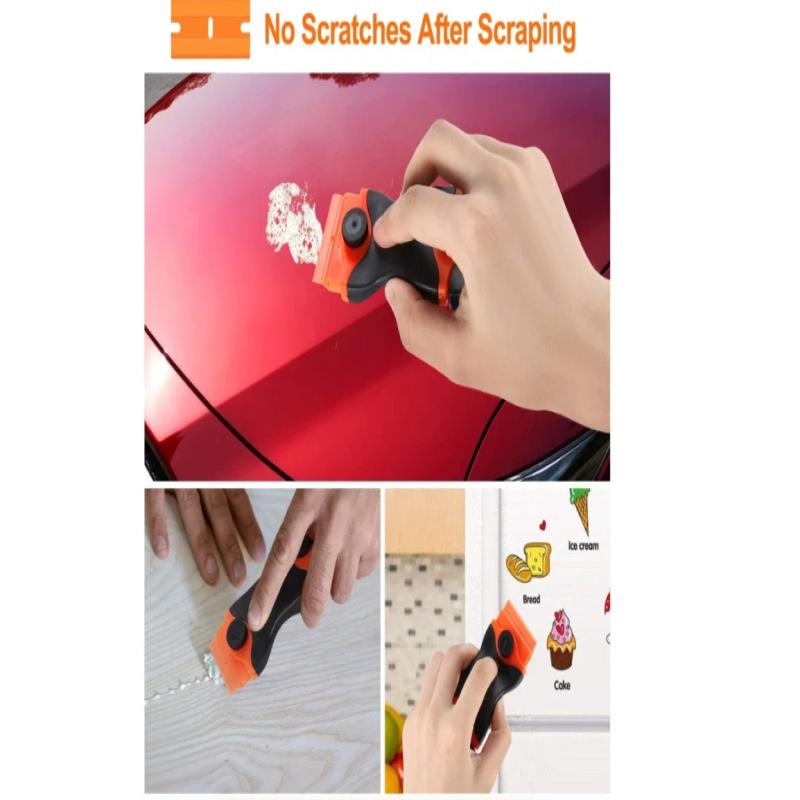 Plastic & Metal Razor Blade Scraper, Window Glass Cleaner, Film & Adhesive Remover Tool For Car & Home