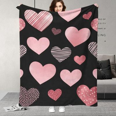 Flannel Alpaca Blanket – Heart-Shaped Cartoon Pattern, Soft Cozy Throw for Girls & Adults, Perfect Birthday Gift
