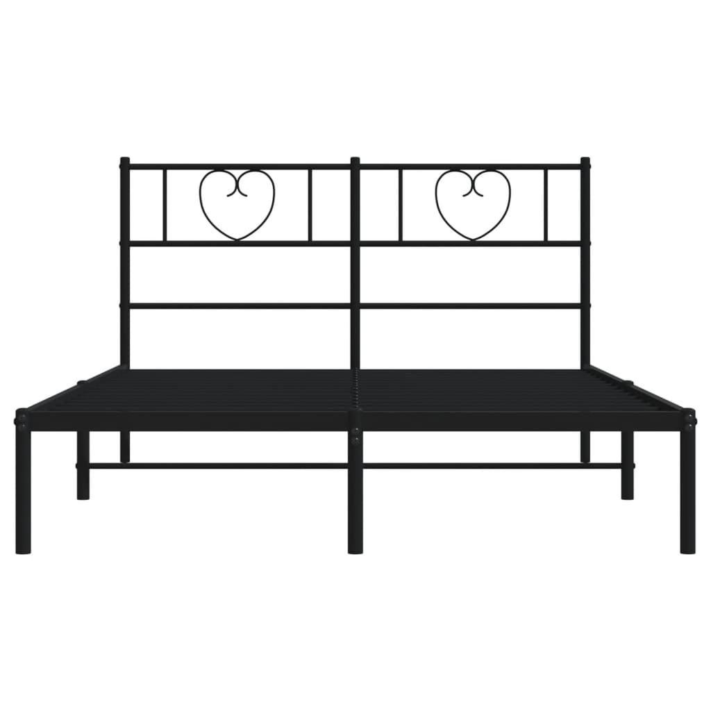 Metal Bed Frame with Headboard Black 120 X 200 Cm
