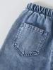 Girls' Single-Pack Embroidered Denim Jeans – Cute & Sweet Style with Bow and Heart Embroidery, Unique Acid-Wash Straight-Leg Fit