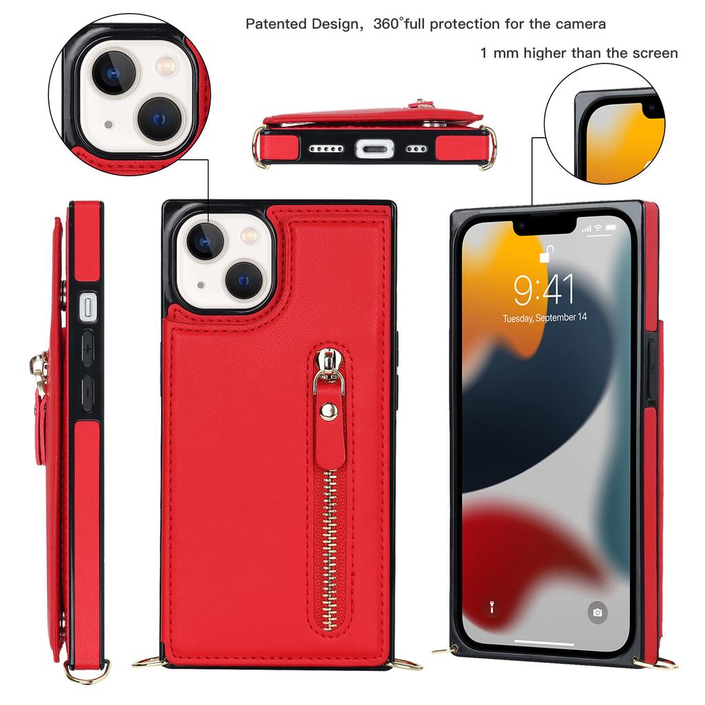 Geeignet für Phone16 PRO Handyhülle mit Apple-Reißverschluss, Guo13 Umhänge-Handyhülle und modische Damen-Schutzhülle mit Lanyard