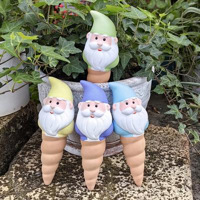 Yousheng 4 Pcs Gnome Self Watering Globes Terracotta Plant Watering Globes Slow Release Automatic Watering Bulbs for Indoor Outdoor Plants