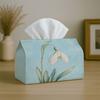 1pc Minimal Botanical Gentle Tissue Box Cover,Snowdrop Flower Blue High-Quality,Durable,Lightweight,Foldable Storage,Ideal for Living Room and Dining