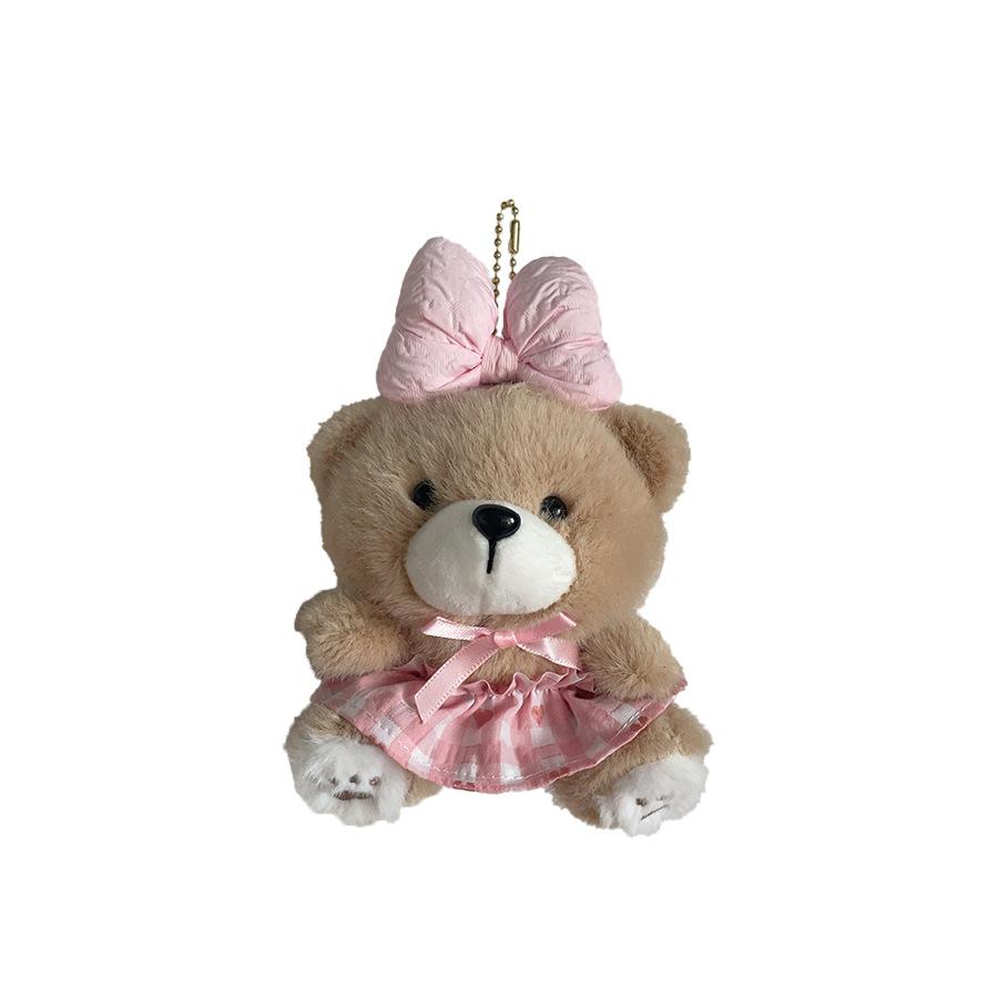 Cartoon Plush Bow Bear Doll Schoolbag Pendant Bag Hanging Ornaments for Couples and Girlfriends Dolls Gifts