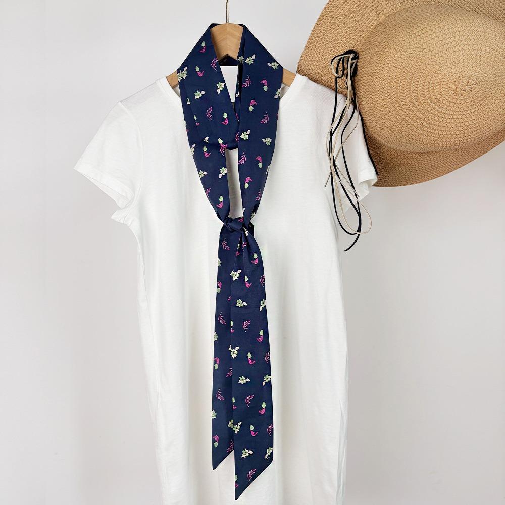 Flower Polka Dot Scarf Ribbon Narrow Long Scarves Sweet Floral Scarf  Outdoor