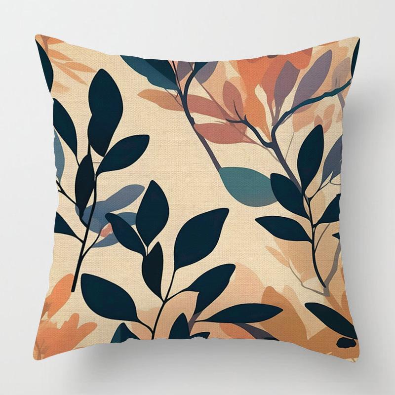 Home Decor Colorful Leaf & Swirl Digital Print Pillow Covers Pattern Cushion Cover Suitable for Sofa Bedroom Car Pillow Cover