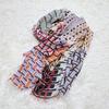 Used Cour Carre All-over Pattern Rayon Stole Large Size Multicolor