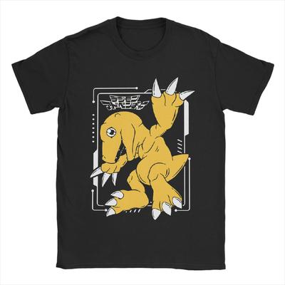 Digimon Agumon Tshirt Men's Cotton Tops Hip Hop Crewneck Short Sleeve
