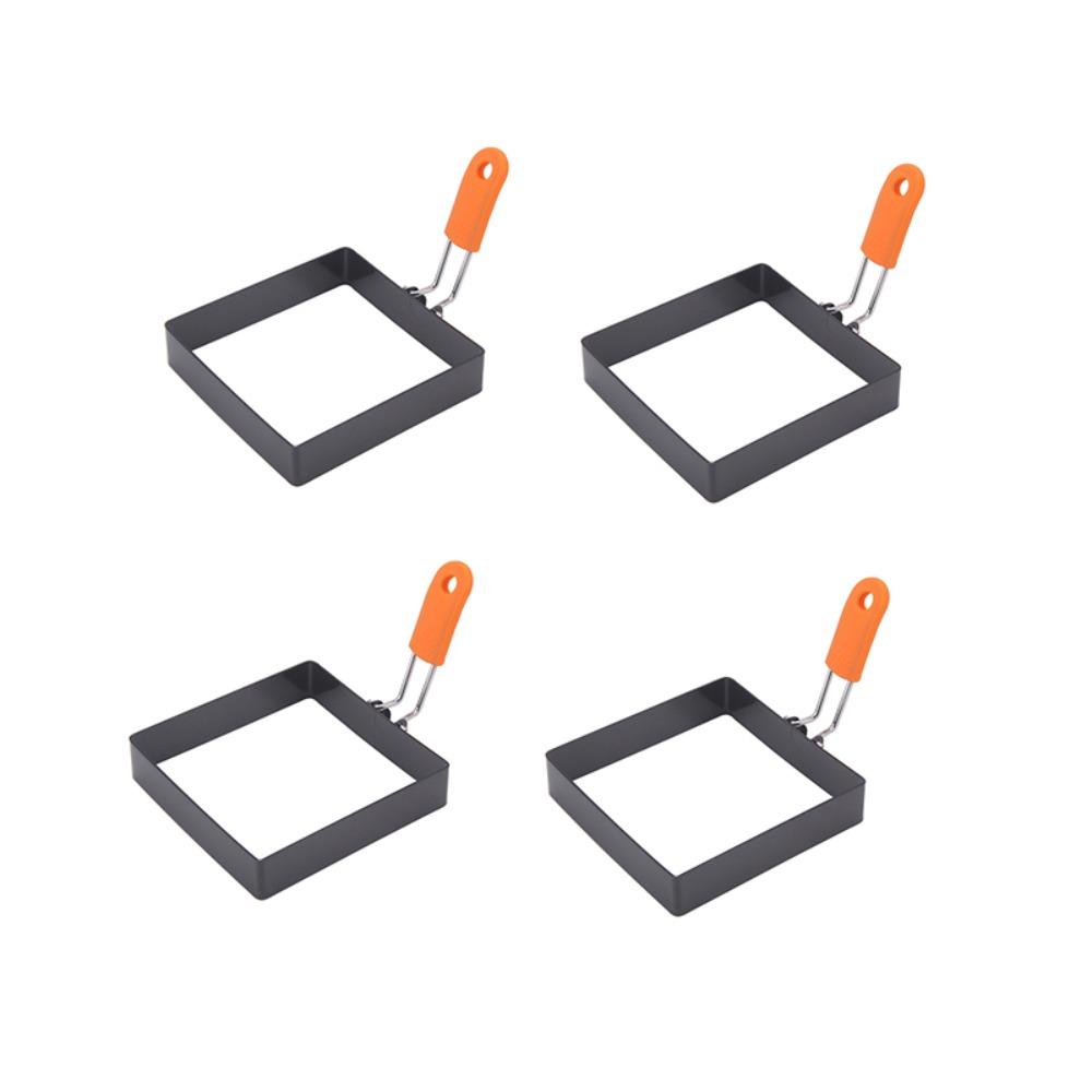 

4Pcs Non-Stick Frying Eggs Mold Anti Scalding Omelette Mold Practical Square Egg Ring Breakfast оранжевый