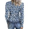 Dames Casual Luipaardprint Geribbelde Gebreide Top, Lange Mouwen, Ronde Hals