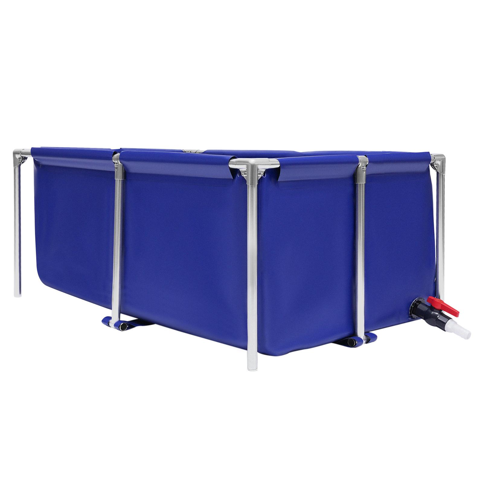 Складной пруд для рыбы из брезента, аквариум, кубоидный пруд на земле, декоративный пруд для разведения кои со сливным клапаном синий