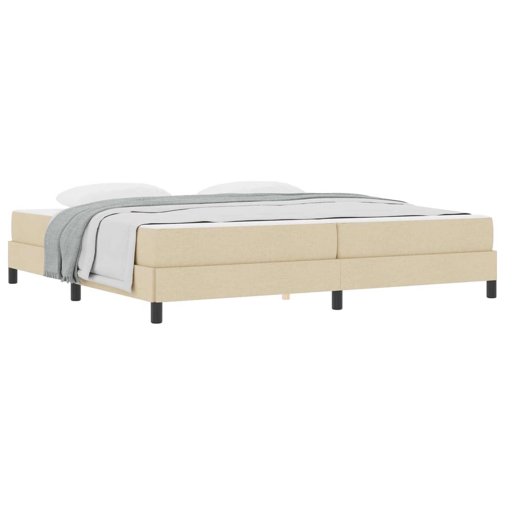 Box Spring Bed with Mattress Cream 200 x 200 cm Fabric