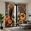 2 Stück HD Herbsterntefest Kürbis Eichhörnchen Tannenzapfen dekorativer Vorhang Gelber Bindevorhang digital bedruckt Heimdekor s