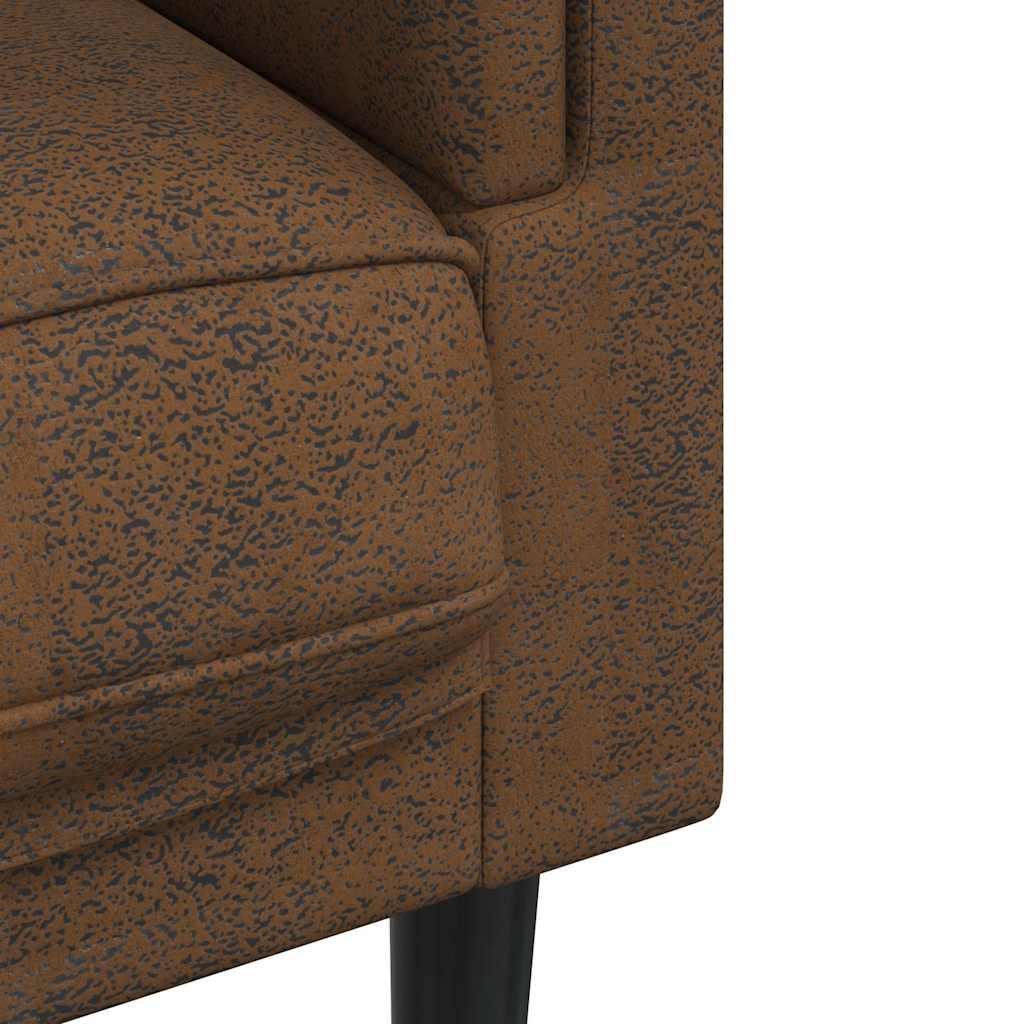 2 Seater Sofa with Cushions Brown Artificial Leather Suede Like Texture