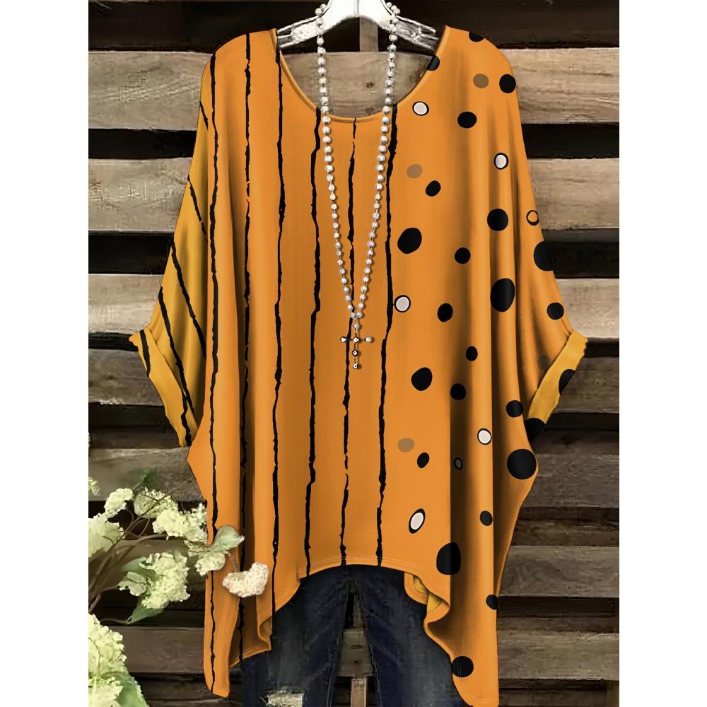 Summer Women's Elegant Black Striped Print Clothes Comfortable Versatile Round Neck Casual Loose Women Short Sleeve Tee