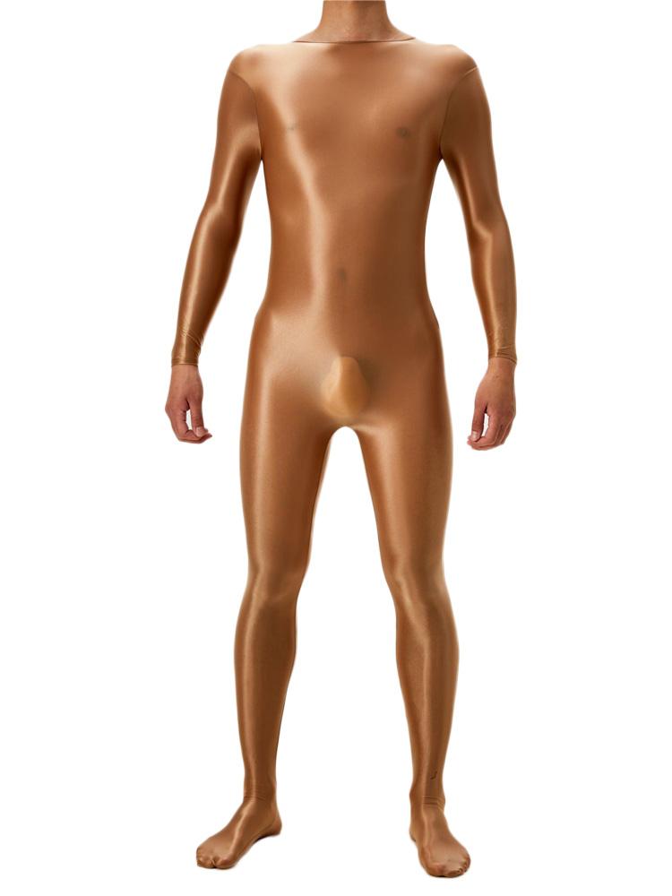 Sexy Oil Glossy Shiny Yoga Shaping Bodysuit Elastic Breathable Tights Fitness Jumpsuit Sheer See Through Maid Leotard Dance Wear