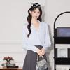 Women's Elegant Lapel Pocket Long Sleeve Shirt