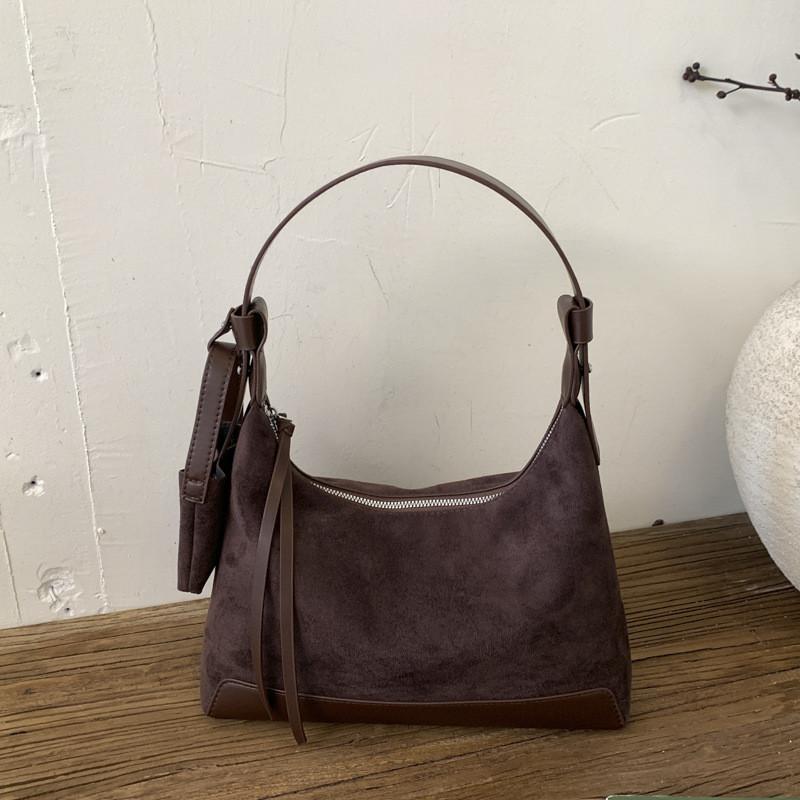 IELGY Ladies Messenger Bag Retro Suede Tote Bag Simple Commuter Large Capacity