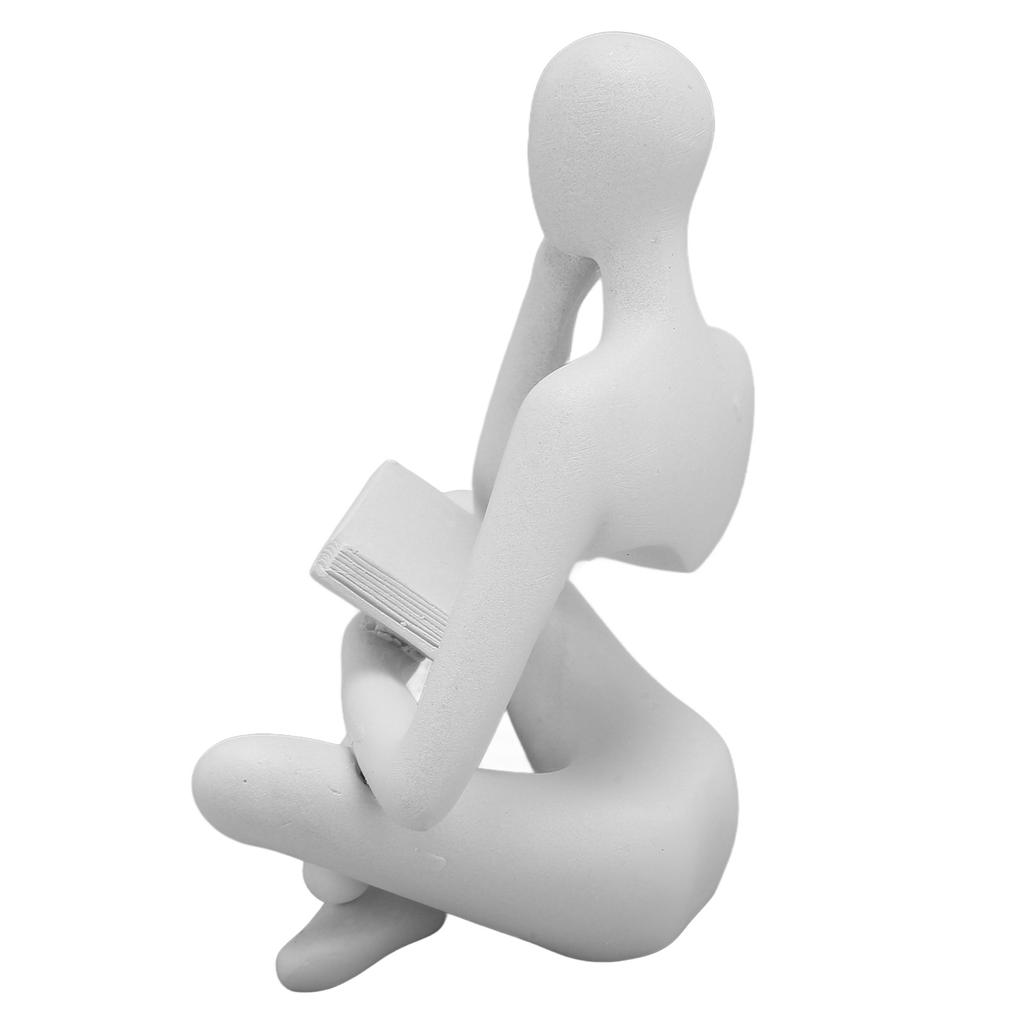 Thinker Reading Statue Resin Sitting Figure Abstract Art Ornament for Living Room Cabinet