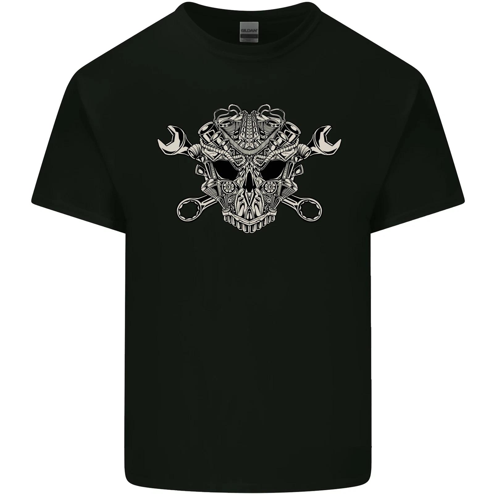 Mechanic Engine Skull Kids T-Shirt Childrens 3XL