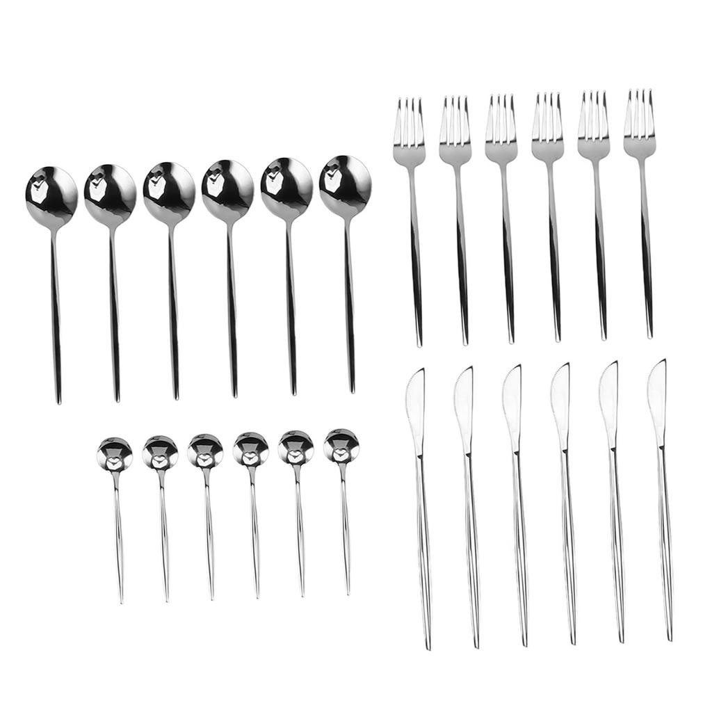 Kitchen Flatware Cutlery Set Stainless Steel Utensils Service Include Knife Fork Spoon Dishwasher Safe Silver