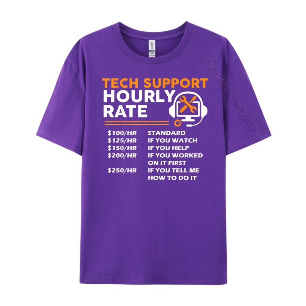 Tech Support Hourly Rate It Engineer Tech Computer Geek Printed Tshirt Short Sleeve Tshirt Figures